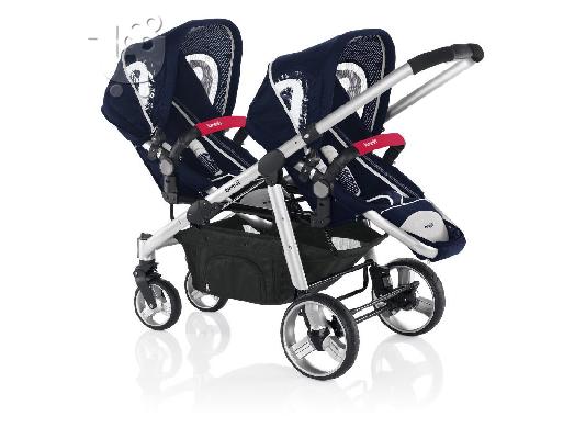 PoulaTo: Twin καροτσάκι (2 περιπατητές + 2carrycots + 2car έδρες)